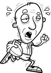 Exhausted Cartoon Senior Rugby Player