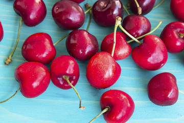 Cherries on a Blue Background