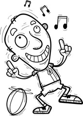 Cartoon Senior Rugby Player Dancing
