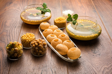 Pani Puri OR Golgappa is a popular Indian Chat menu, selective focus © Arundhati