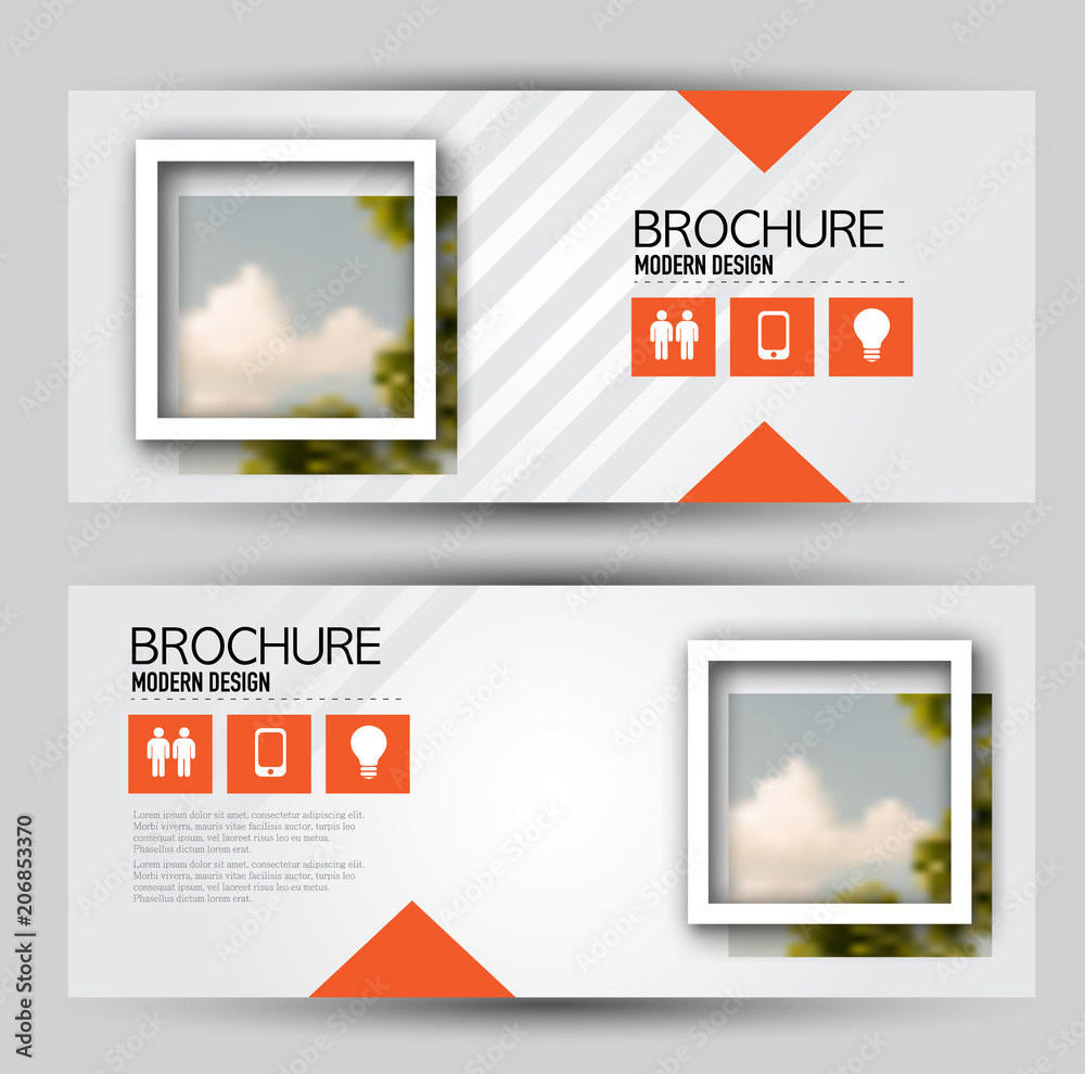 Wall mural flyer banner or web header template set. vector illustration promotion design background. orange col