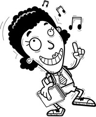 Cartoon Black Woman Student Dancing