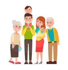 Obraz premium Family with Good Emotions Vector Illustration