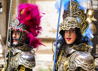Traditional Sicilian puppets used for The Opera dei Pupi is a theatrical performance of marionettes...
