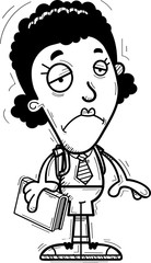 Sad Cartoon Black Woman Student
