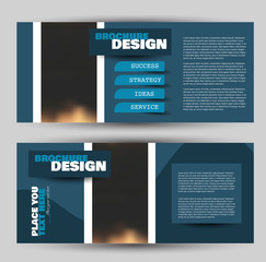 Flyer banner or web header template set. Vector illustration promotion design background. Blue color.