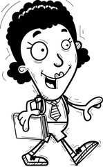 Cartoon Black Woman Student Walking