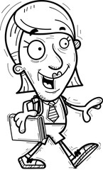 Cartoon Senior Citizen Student Walking