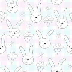 Seamless pattern with cute little bunny. vector illustration