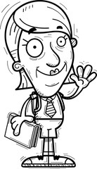 Cartoon Senior Citizen Student Waving
