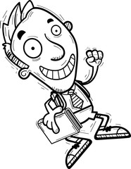 Cartoon Man Student Jumping