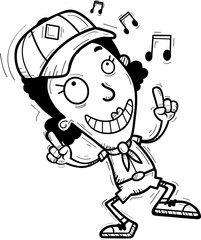 Cartoon Black Woman Scout Dancing