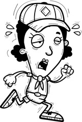Exhausted Cartoon Black Woman Scout