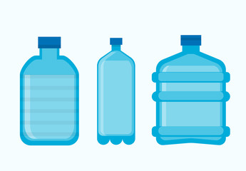 Plastic bottles empty with lids vector icons