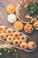 Pani Puri OR Golgappa is a popular Indian Chat menu, selective focus