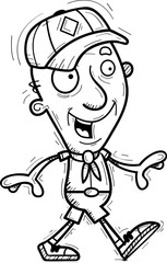 Cartoon Senior Citizen Scout Walking