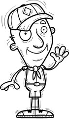 Cartoon Senior Citizen Scout Waving
