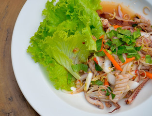Spicy squid salad hot and sour,Thai food