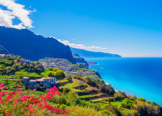 Panorama of Madeira island, Portuguese archipelag. Ponta de Sao Jorge on Atlantic ocean coast