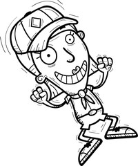 Cartoon Woman Scout Jumping