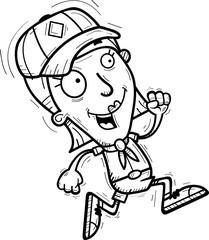 Cartoon Woman Scout Running