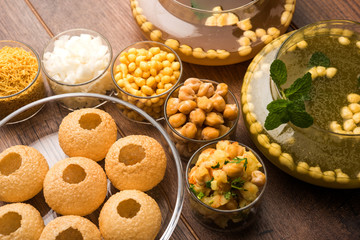 Pani Puri OR Golgappa is a popular Indian Chat menu, selective focus © Arundhati