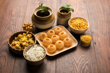 Pani Puri OR Golgappa is a popular Indian Chat menu, selective focus © Arundhati