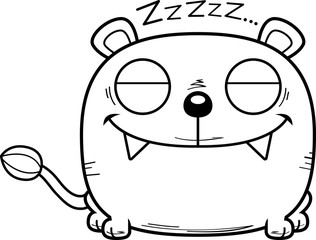 Cartoon Lioness Cub Napping