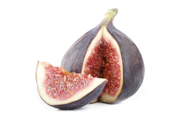 fig with halves and slices isolated on white background