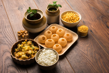 Pani Puri OR Golgappa is a popular Indian Chat menu, selective focus