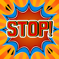 Stop word comic book pop art vector illustration