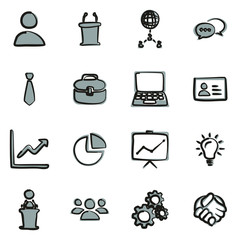 Business Meeting Icons Freehand 2 Color