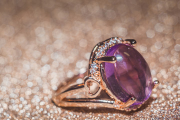 Rose gold ring with amethyst