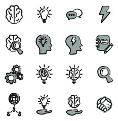 Brainstorming or Idea Icons Freehand 2 Color