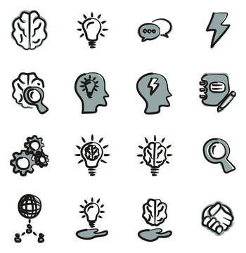 Brainstorming or Idea Icons Freehand 2 Color
