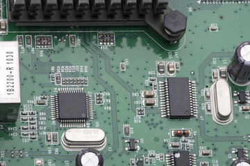 Circuit board. Electronic computer hardware technology. Motherboard digital chip. Tech science...