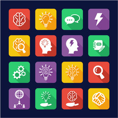 Brainstorming or Idea Icons Flat Design