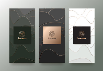 Vector set packaging templates with abstract texture for luxury products.logo design with trendy linear style.vector illustration