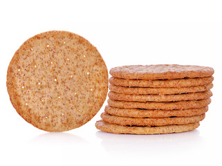 Crackers cereals,biscuits isolated on white background.