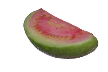 slice of red guava isolated on white background