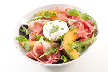 melon, mozzarella and prosciutto ham salad