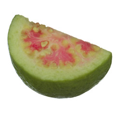 slice of red guava isolated on white background