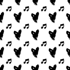 Abstract music notes seamless pattern background. Vector musical illustration melody decoration