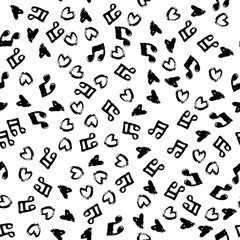 Abstract music notes seamless pattern background. Vector musical illustration melody decoration