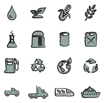 Bio Fuel Icons Freehand 2 Color