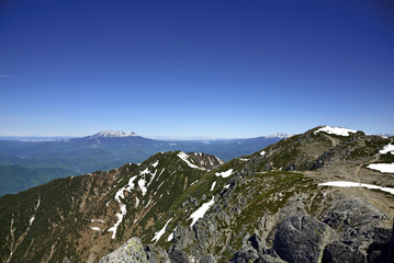 Japan Alps: Ontakesan seen through Kiso Komagatake