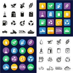 Bio Fuel Icons All in One Icons Black & White Color Flat Design Freehand Set