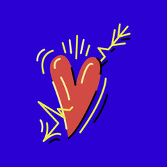Obraz premium Heart with music arrow colored vector illustration