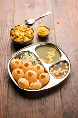 Pani Puri OR Golgappa is a popular Indian Chat menu, selective focus