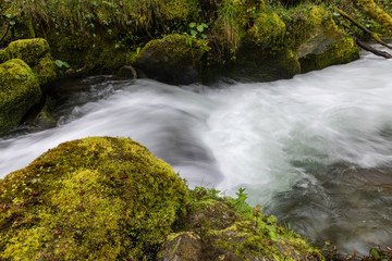 Torrent of water from the Naviego River in the Leitariegos Valley, Asturias, Spain.